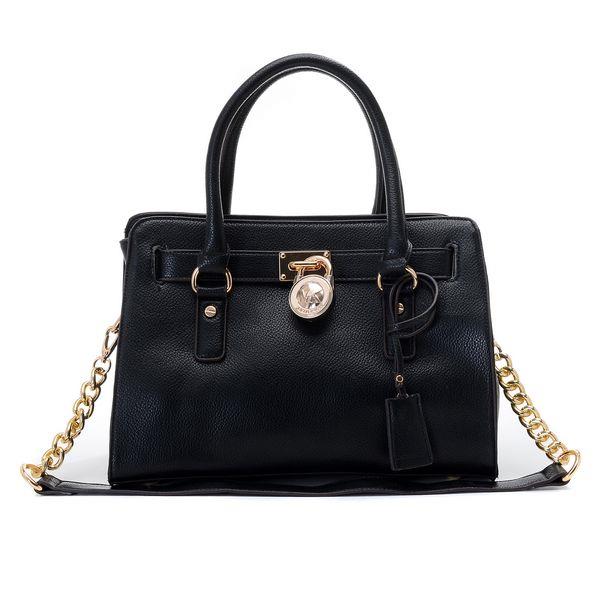 michael kors hamilton satchel svart gloden For Billig 1mj6x